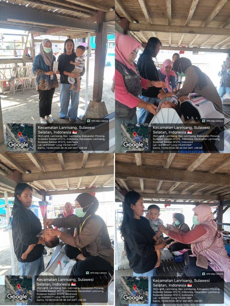 Pelayanan imunisasi, gizi dan pemberian vit. A serta obat cacing diposyandu Cakalang Lingkungan sumpang Saddang Kel. Lanrisang